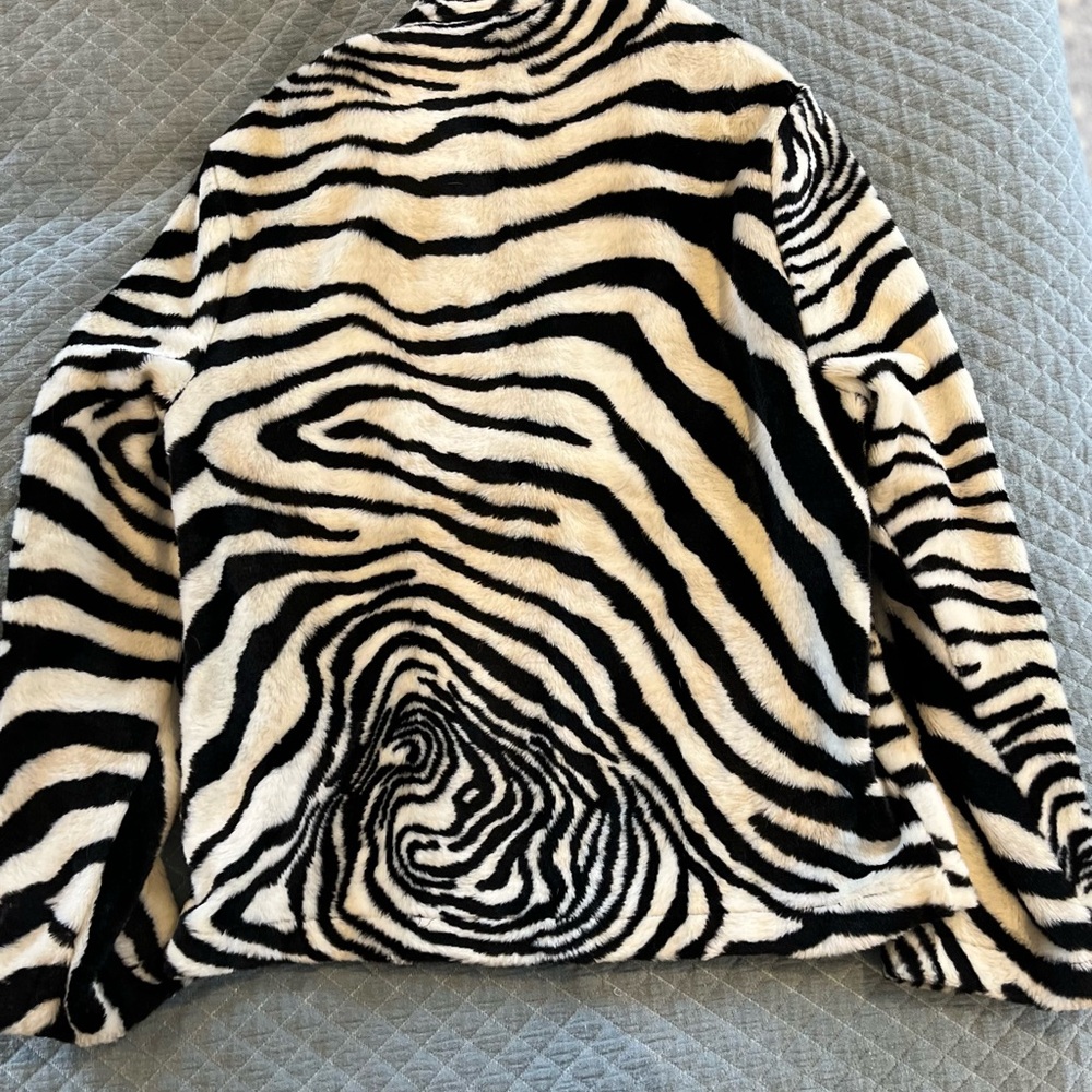 90s Zebra Print Biker Jacket - Picture 2 of 5